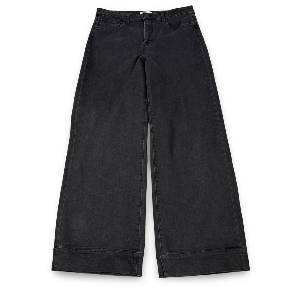 L'Agence Madden High Rise Wide Leg Jeans Washed Black Size 30 Made in USA